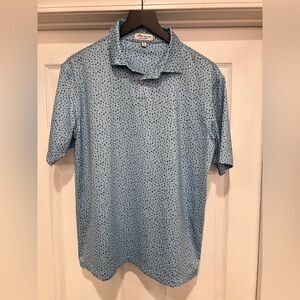 Peter Millar Light Blue Micro-Print Polo